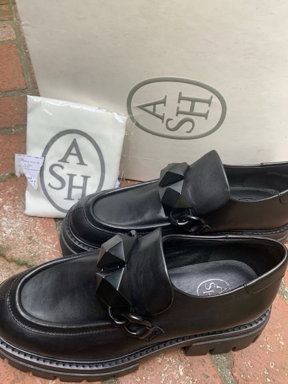 ASH Women's Black Leroy Leather Loafers Size 37M NEW in Box